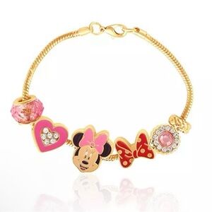 Disney Minnie Mouse Charm Bracelet for Women, 7”Unique Charms Official License